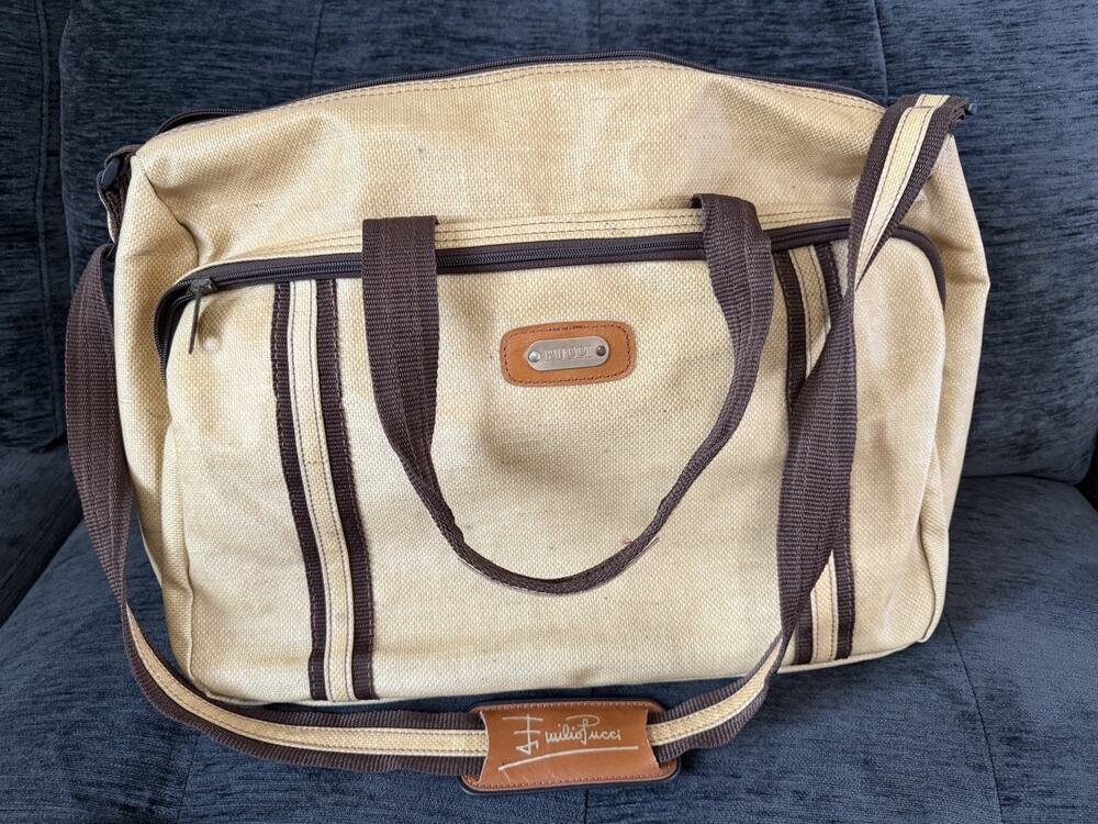 Emilio Pucci Duffel Travel Luggage Gym Shoulder Bag Tote Vintage MCM 70's Unisex